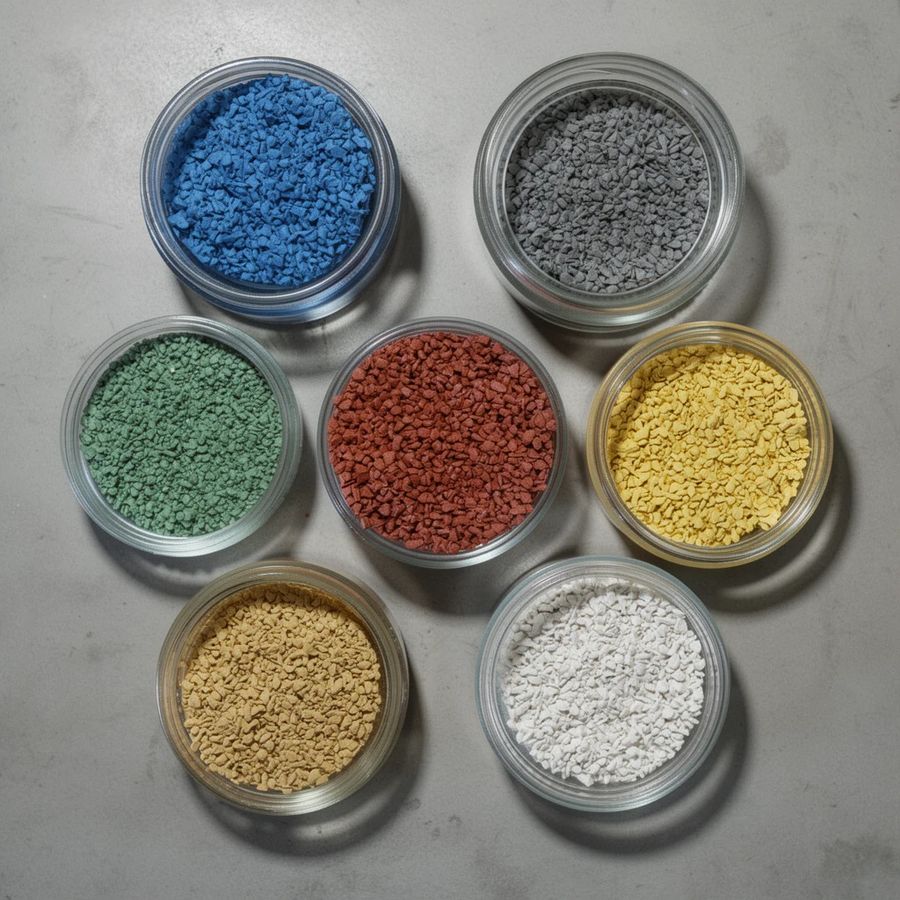Granulats de caoutchouc calibrés multicolores
